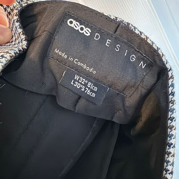 Men's Tapered Cropped Pants Gray Check Formal Business Casual Size 32 - Picture 4 of 5